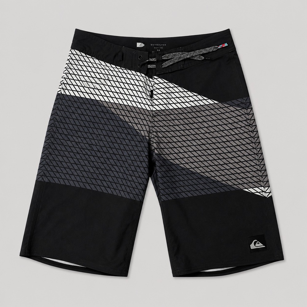 Quiksilver Mens Board Shorts Size 27 Black Gray Surf Swim Beach Stretch